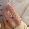 Элегантное кольцо в корейском стиле с геометрическим дизайном в виде кроличьих ушек, регулируемое, для женщин