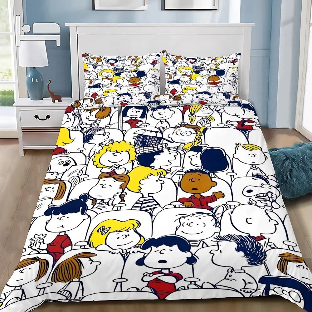 Пододеяльник Наволочка Комплект постельного белья Милый Забавный S-Снупи Взрослый Мальчик Девочка Украшение спальни Детский подарок Односпальный Двуспальный Большой размер