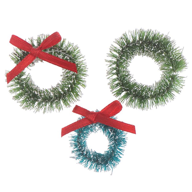 10Pcs Mini Christmas Wreaths Miniature Garden Home Decoration Dollhouse Decor