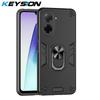 KEYSION Shockproof Armor Case for Redmi A5 Soft Silicone+PC Metal Ring Stand Phone Back Cover for Xiaomi POCO C71