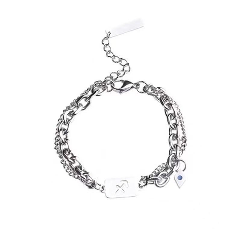 Layer Fashionable Double Titanium Steel Bracelet Minimalist Hipster Accessory Gifting For