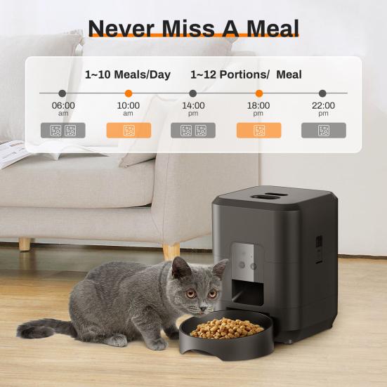 Automatic Pet Feeder 2L Smart Cat Food Dispenser Timed Automatic Feeder 1-4 Meals Dry Food Programmable Portion Control for Dogs
