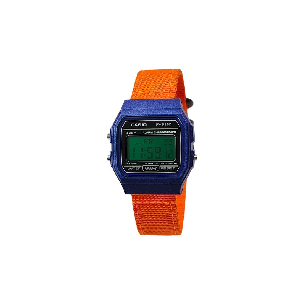 Casio Часы Custom Collection, кварцевый механизм, нейлоновый ремешок, мужские, черный циферблат, F-91WM-2A(Watch5--)
