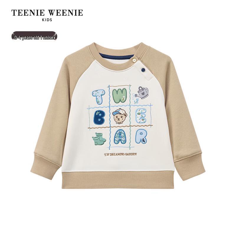 Teenie Weenie Детская унисекс толстовка с цветовыми блоками и плюшевой подкладкой, реглан, 2025