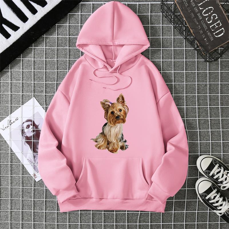 Spring Summer Women's Hoodie 3D Kawaii Dog Printed Fashion Casual Long Sleeve Round Neck Top Loose Large Size Clothing