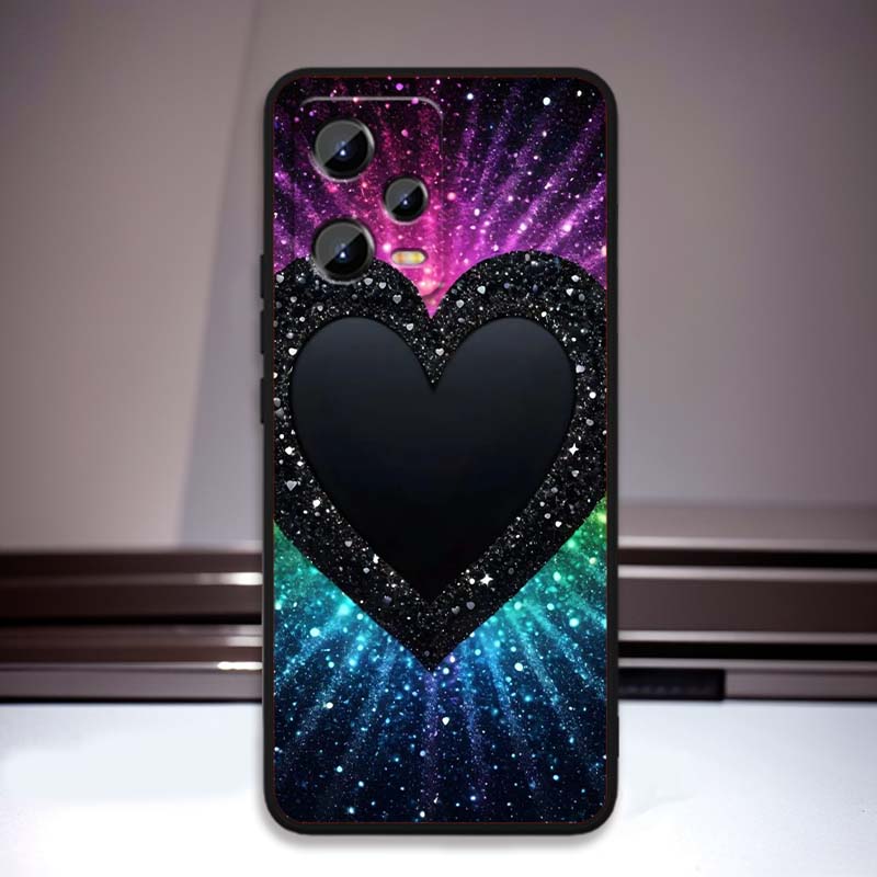 Роскошный Чехол для Телефона с Дизайном Любви Искусство Для Xiaomi Redmi Note 15 14 13 12 12S 11E 11 11S Pro Plus 4G 5G Черный Мягкий ТПУ