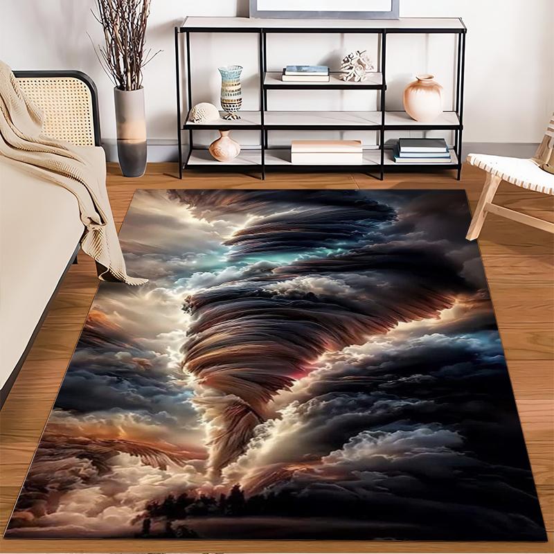 "Abstract Tornado Cloud Pattern Area Rug for Living Room Decor" Suitable for use as an anti-slip for living room bedroom sofas