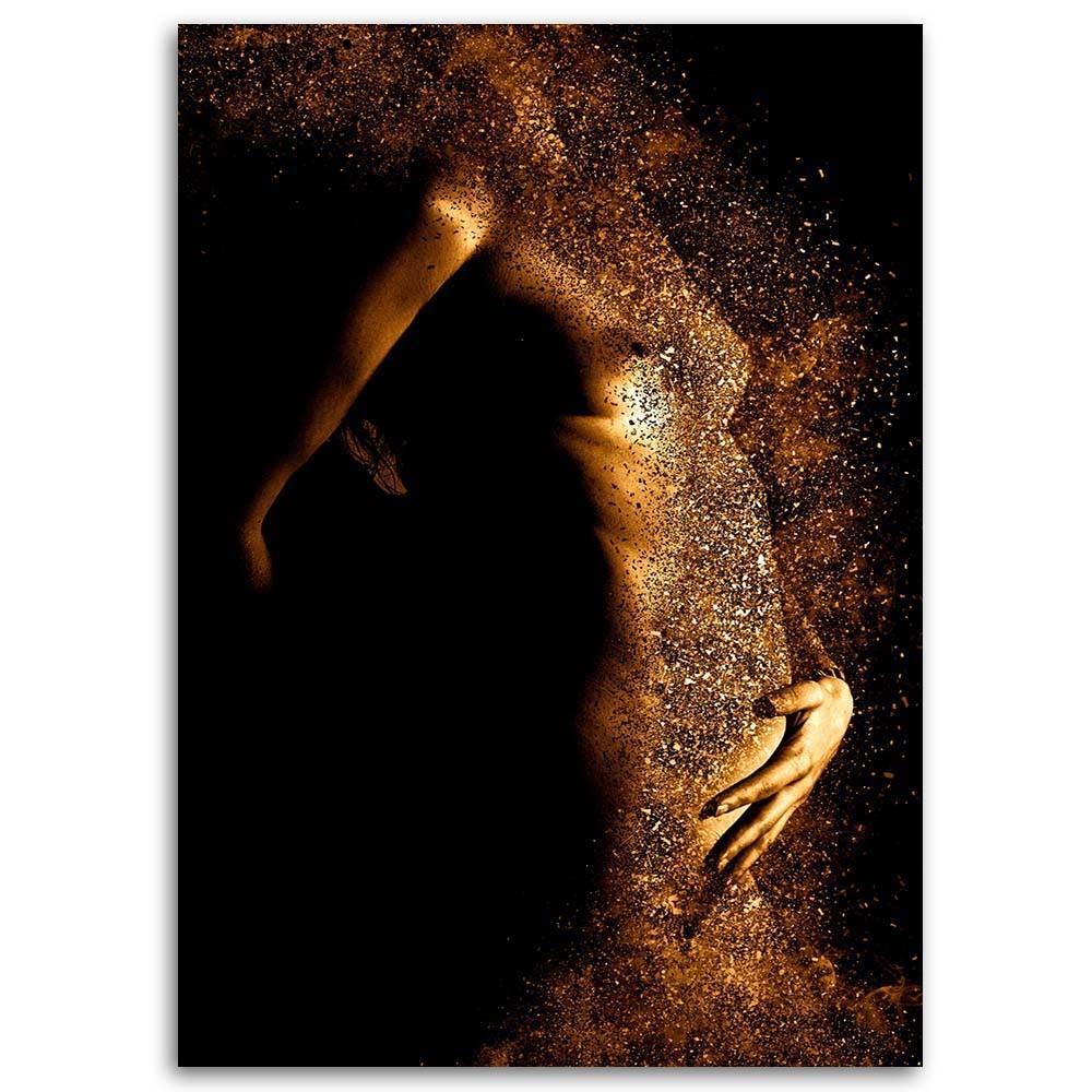 Canvas print, Female nude in gold dust