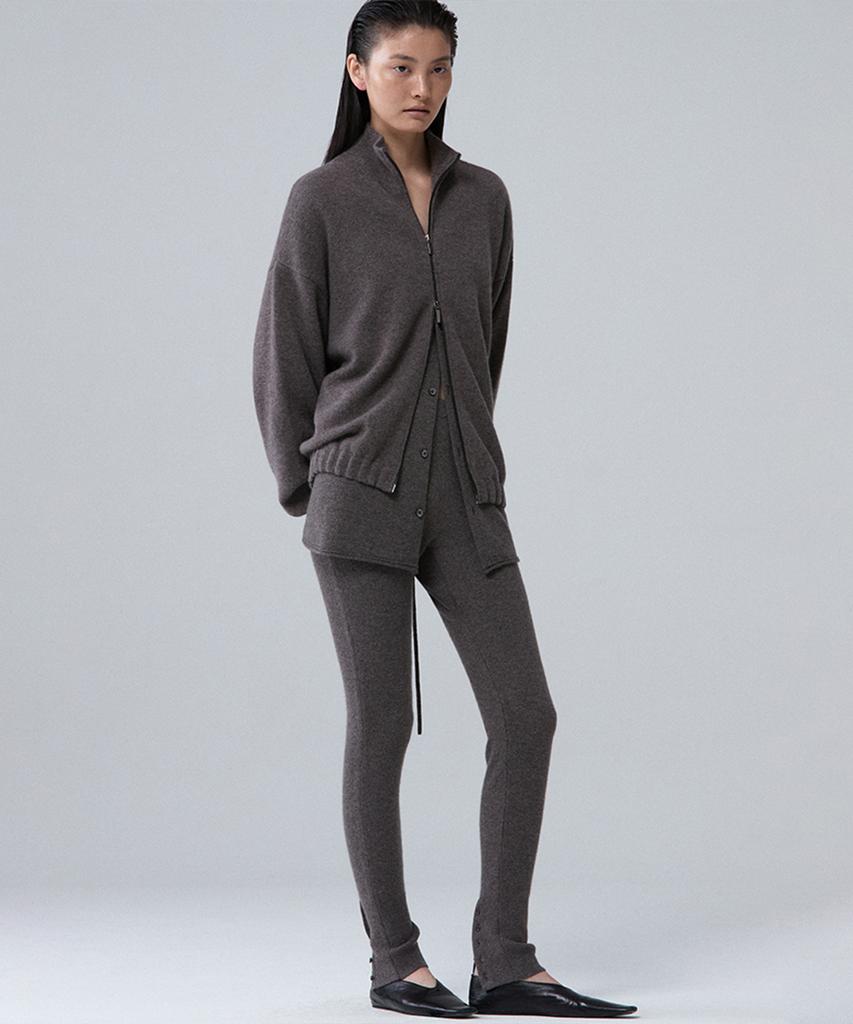 UMARMUNG Wool Cashmere Highneck Zip Up Jacket_Taupe