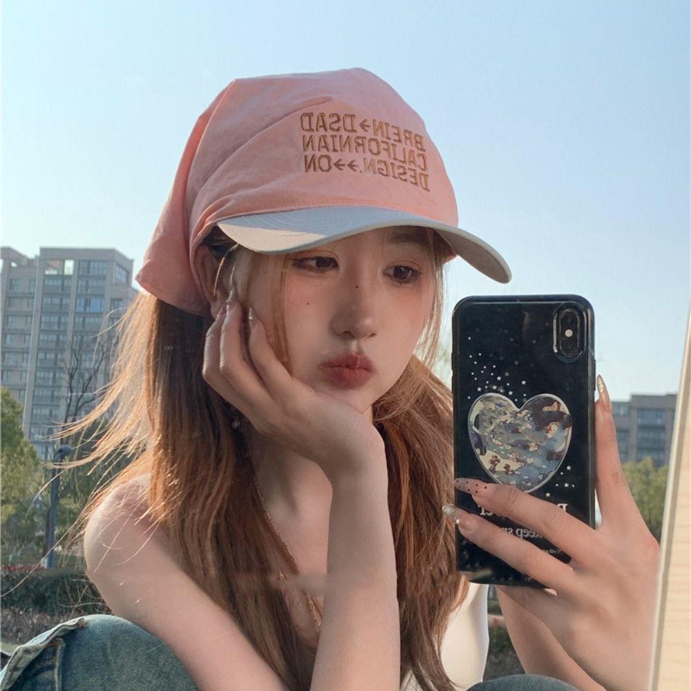 Embroidery Korean Headscarf Baseball Hat Sweet Quick-drying Peaked Cap Letter Baseball Cap  Men
