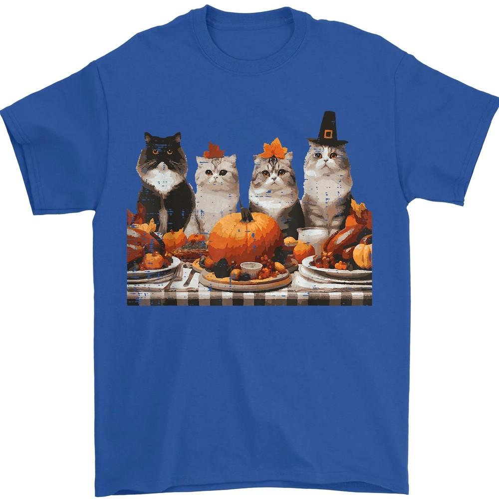 Thanksgiving Cats Dinner Feast Vintage Fall Design Unisex T-Shirt