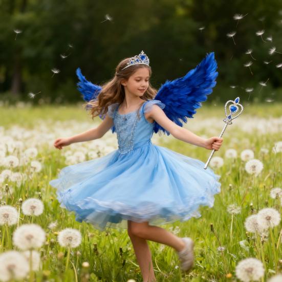 Крылья ангела для девочек женщин перьевые крылья с короной и волшебной палочкой фея