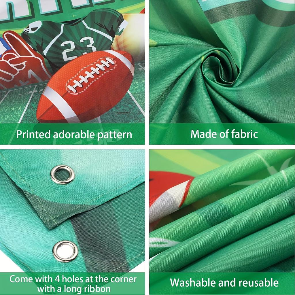 1PC Football Birthday Backdrop Decor - Football Banner for Super Bowl, Sports Fan Party & Photo Booth Props