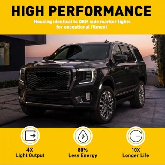 White LED Side Marker Lights Fit GMC   Yukon XL Chevrolet Tahoe Cadillac