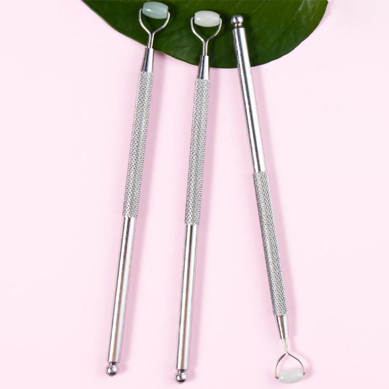 Натуральный нефритовый ролик против морщин для глаз, скребок для кожи Гуаша, массажер для глаз и лица