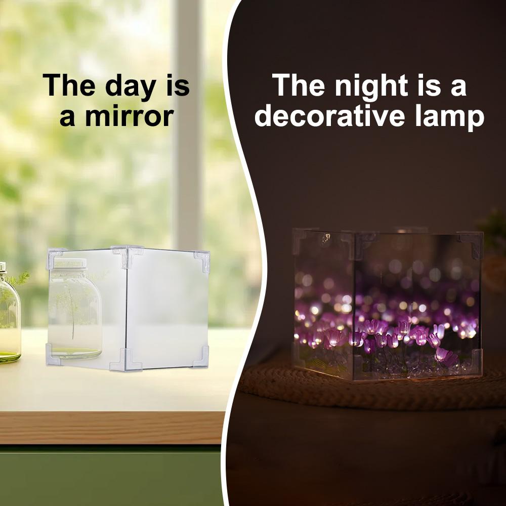 DIY Tulip Lamp 2-in-1 Mirror Flower Night Light Unfinished Handmade Craft Decorative Lamp 24 Flower