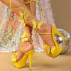 Летние босоножки женские из лакированной кожи с бабочками, обхватывающие шнуровку, 15 см, шпильки, высокие каблуки, женская обувь для вечеринок и ночных клубов