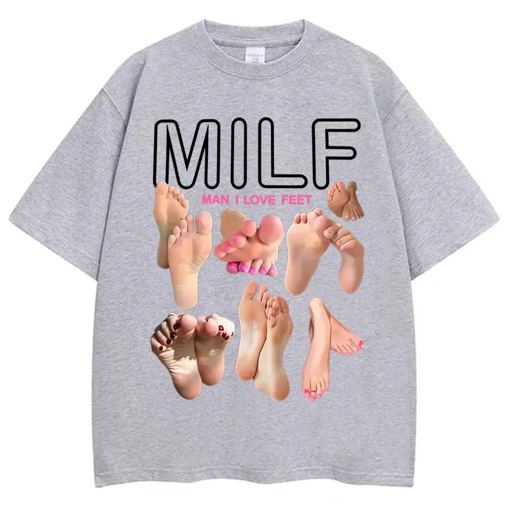 Летняя мужская футболка с принтом забавного мема «Мужчины MILF, я люблю ноги», 100% хлопок, повседневная уличная одежда, фетиш стоп
