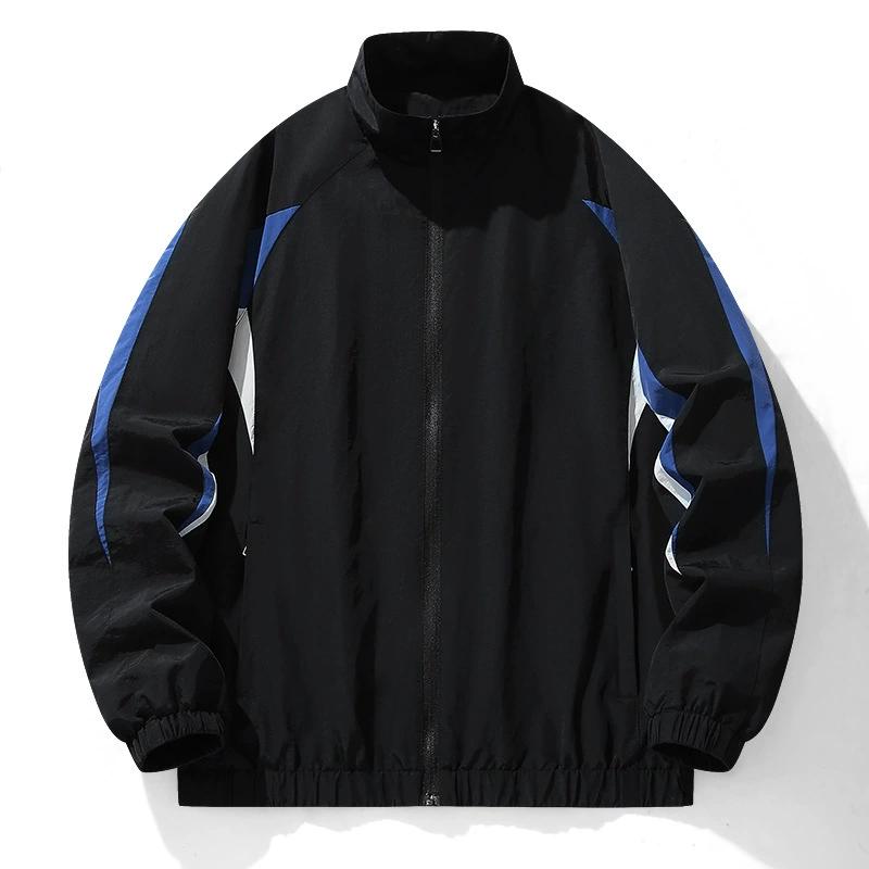 Мужская повседневная спортивная куртка в стиле пэчворк с воротником-стойкой, контрастная, для весны и осени