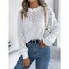 Elegant Round Neck Hollow Out Long Sleeve Pullover Sweater Women 2025 Fashion Sweet Autumn and Winter Casual Knitted Tops Solid Color Office Clothing