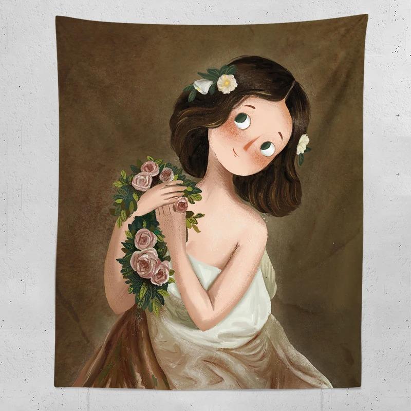 Hand Painted Cute Mona Lisa Decorative Tapestry Home Wall Decoration Office Living Room Tapestry