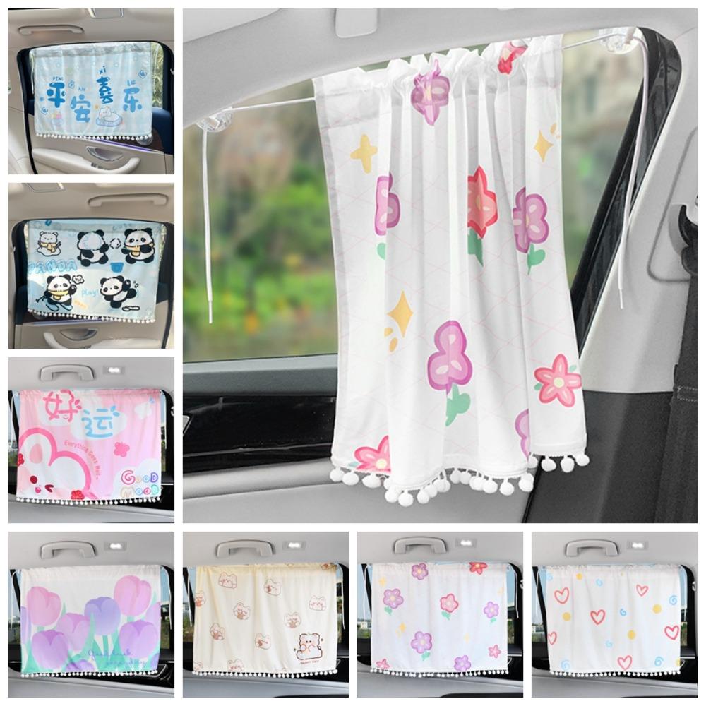 Suction Cup Cartoon Car Curtain Panda Car Blackout Curtain Cute Car Sunshade Curtain Side Window