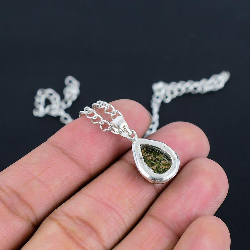 Natural Unakite Locket HandCrafted Fine Polished 925 Sterling Silver Pendant with Morden Design Gift for Wedding Bridal ThanksGiving
