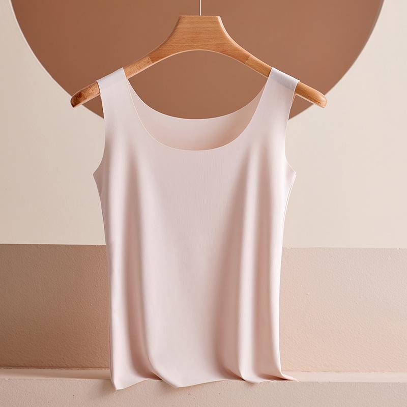 Ультратонкий бесшовный жилет из ледяного шелка для женской верхней одежды, удобная облегающая безрукавка с красивыми бретелями сзади