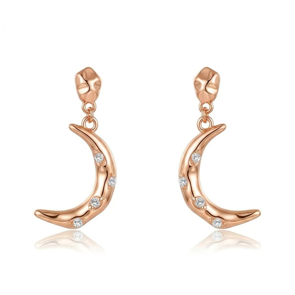18K Gold Plated Crescent Moon Moissanite Drop Earrings S925 Silver Iced Dangle Hip Hop Women Luxury GRA Certified Jewelry