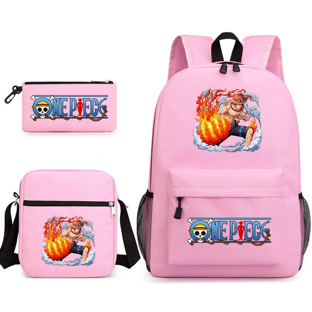 One Piece Anime Backpack for Students Outdoor Campus Bookbag with Pencil Case Digital Print