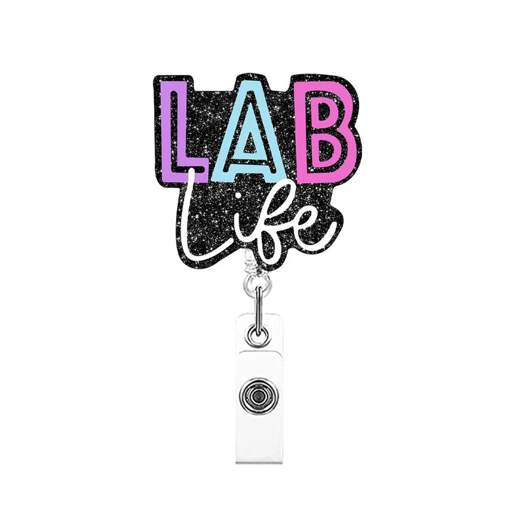 Medical Heart Lung Brain Acrylic Glitter Retractable Badge Reel Rotating Crocodile Clip ID Badge Holder for Doctor Nurse