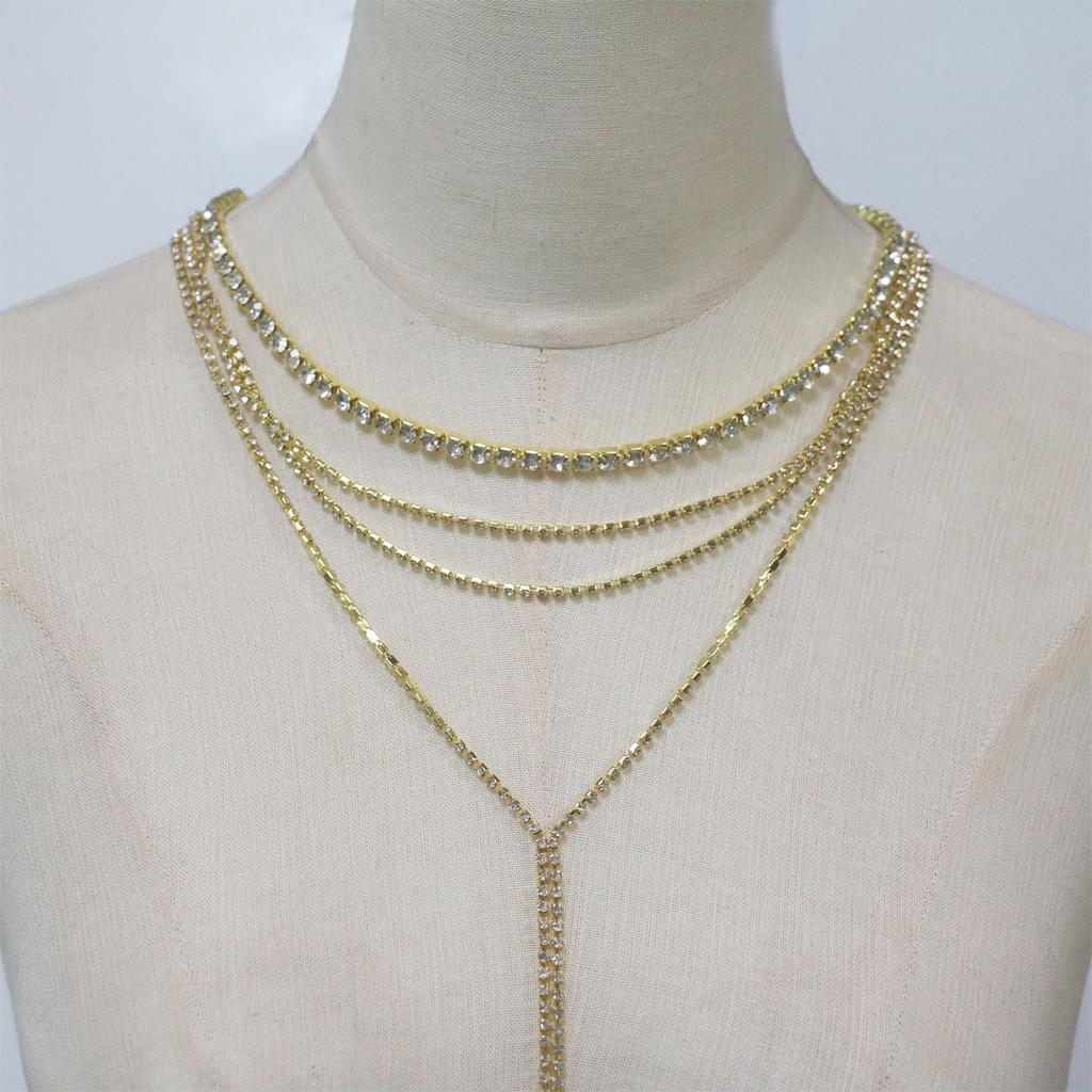 European And American Jewelry, Fashionable Multi-Layer Rhinestone Necklace, Fashionable Dinner Party Neck Jewelry Accessories