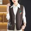 Retro Knitted Vest Women's Spring and Autumn New Loose Sleeveless Sweater Vest Cardigan