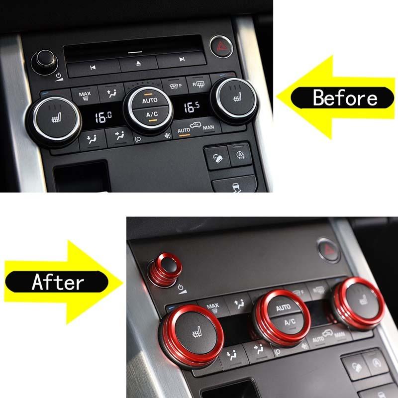 For Land Rover Range Rover Evoque 2012-2018 Car Air Condition Knob Audio Volume Control Button Circle Decoration Trim Ring Cover
