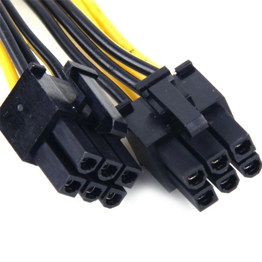10Pcs 6 Pin Male To Dual 8 Pin (6+2Pin) Male PCIE PCI-E Cable 18AWG 50cm 20 Inch