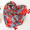 Женский Модный Осенний Ацтекский Пейсли Цветочный Шарф с Кисточками из Вискозы Высококачественный Принт Шали и Накидки Плотный Мусульманский Хиджаб 180*90 см