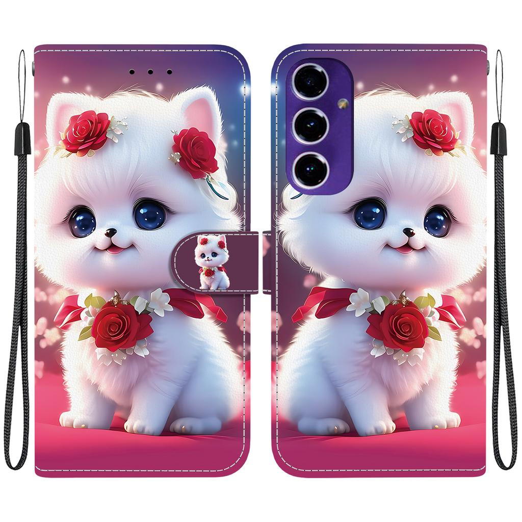 Leather Case Flip Handmade Pu For Samsung Galaxy A16 4g5g A165fa166b Antislip Shockproof Cover With Wrist Strap Heartrose Cat Designs