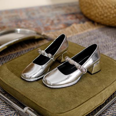 Океанская серия квадратный носок высокие каблуки ракушка Мэри Джейн женские ретро платформа толстый каблук одинарные туфли весна новые