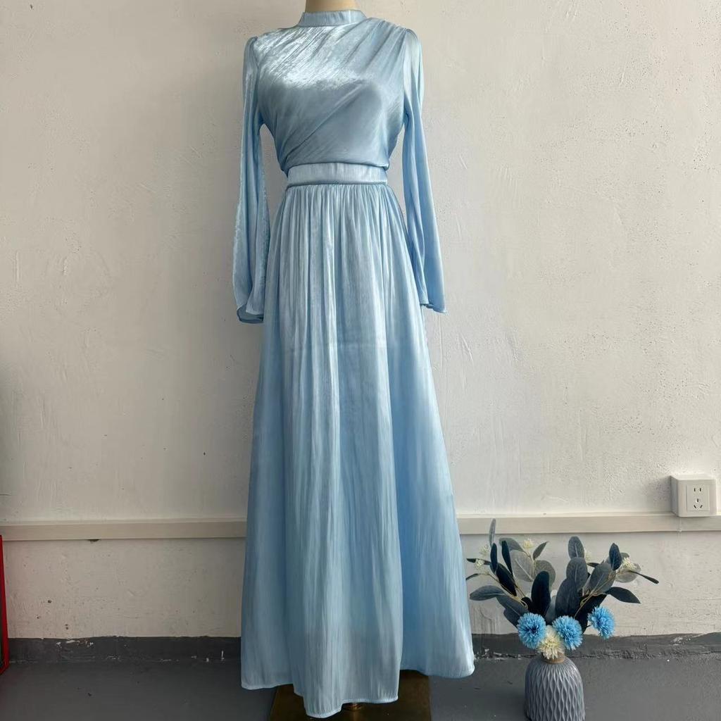 GMXIA Платье-полуводолазка женское с длинным рукавом юбка для перерыва на чай