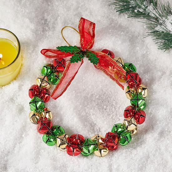 Рождественский венок из колокольчиков, венок из колокольчиков с бантом, маленькая гирлянда из колокольчиков, украшение для рождественского дома, елки