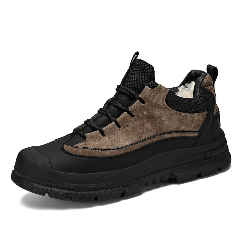Толстые мужские зимние ботинки, зимняя плюшевая теплая спортивная обувь для отдыха на открытом воздухе, водонепроницаемая нескользящая резиновая подошва, повседневные кроссовки для мужчин, хлопковая обувь