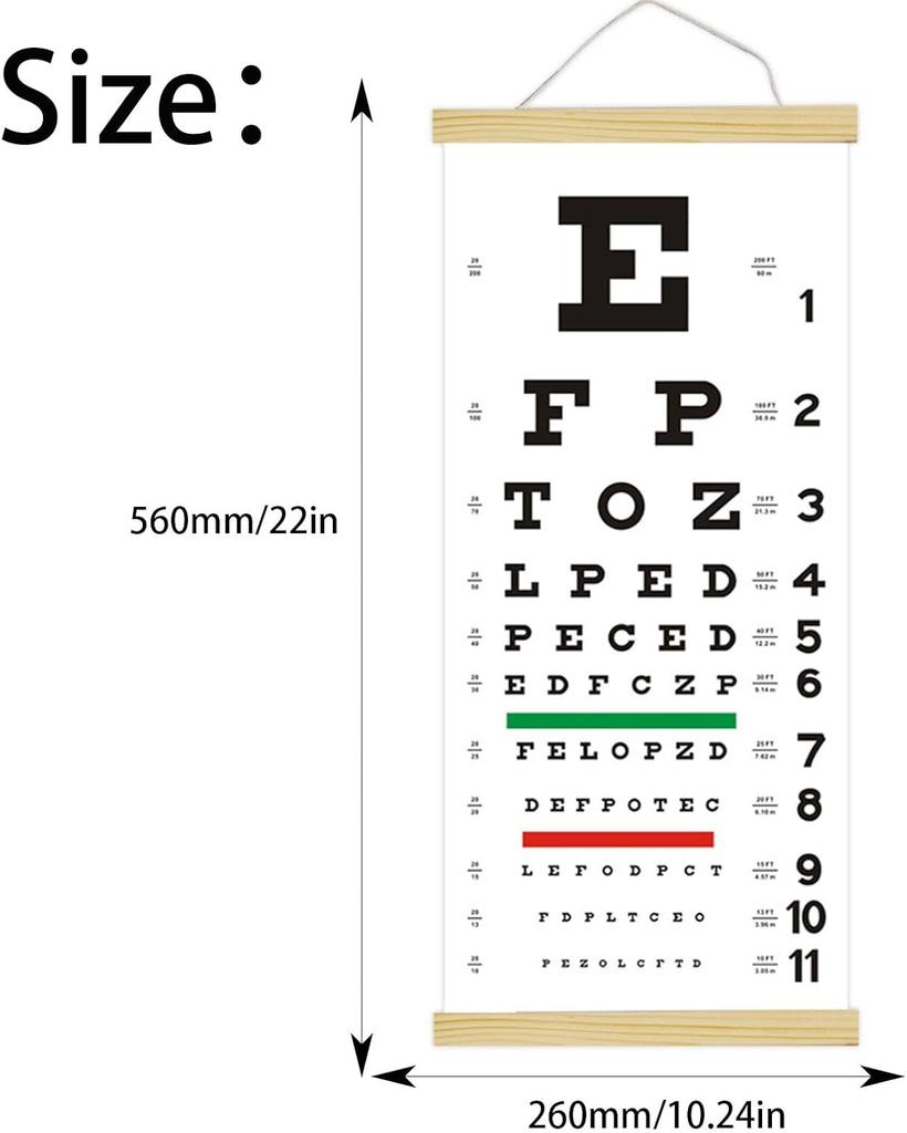 3-piece set of 20-foot wooden frame vision inspection map White including indicator rod and eye mask plate