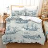 Pirate Ships Duvet Cover Set Vintage Nautical Style Comforter Cover Polyester Bedding Set Medieval Sailing Ship King Queen Size