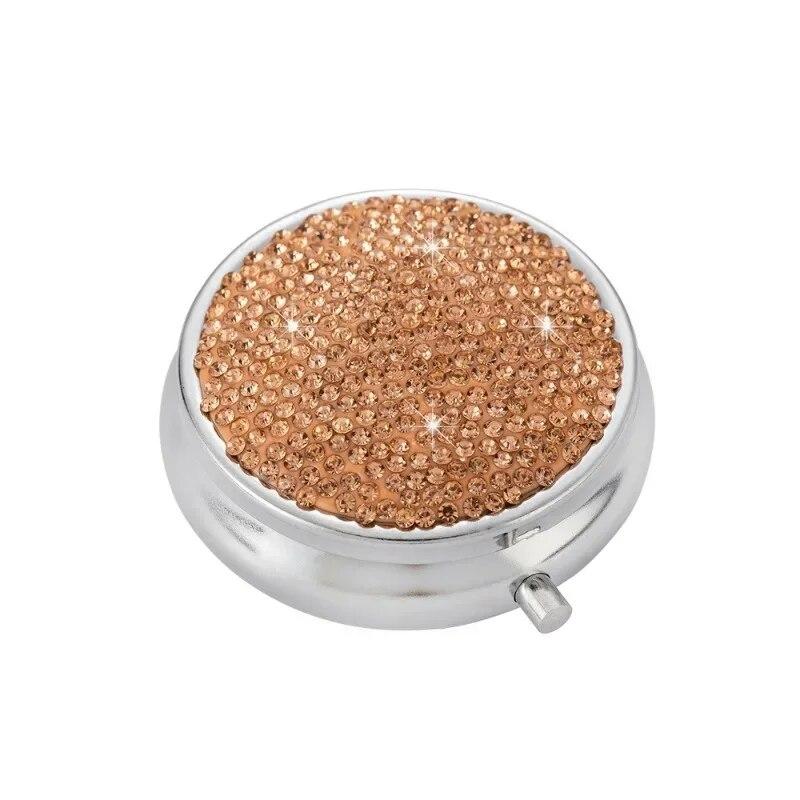 Diamond Blingbling Pill Box Портативная дорожная аптечка 5 см Круглый металлический органайзер для таблеток Мини-карманный чехол для таблеток Контейнер для планшета