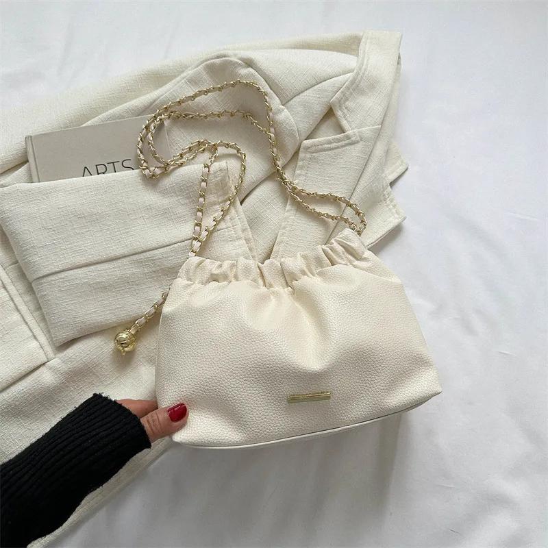 Плиссированная сумка на плечо с цепочкой для женщин, универсальная женская сумка через плечо, модная роскошь