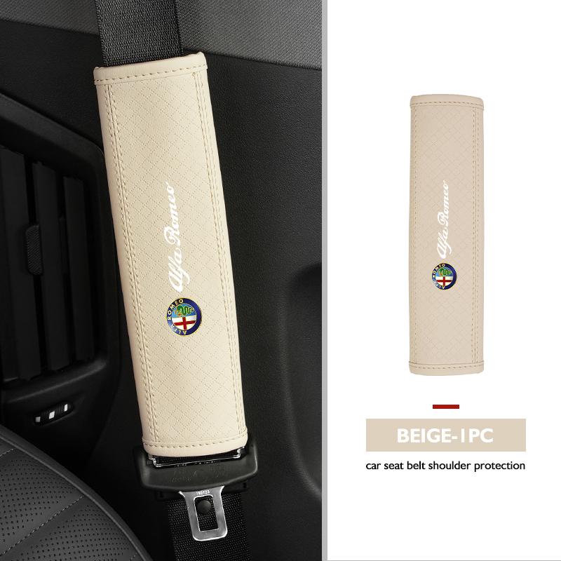 PWBLX1 For Alfa Romeo Car Safety Belt Shoulder Protector Pad Leather Seat Belt Cover Accessories Giulietta GT 159 147 156 Mito Brera