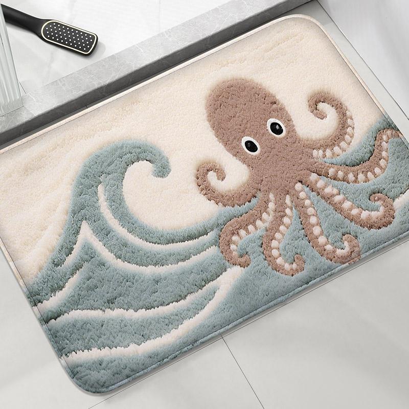 Underwater World Pattern Bathroom Floor Mat Toilet Water Absorbing Foot Mat Home Decoration Mat Door Mat Soft and Comfortable
