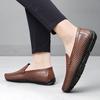 Fashion Spring Men's Leather Casual Shoes Flat Bottomed Breathable Loafers Outdoor Commuting Men's Park Walking Shoes Massage Soles