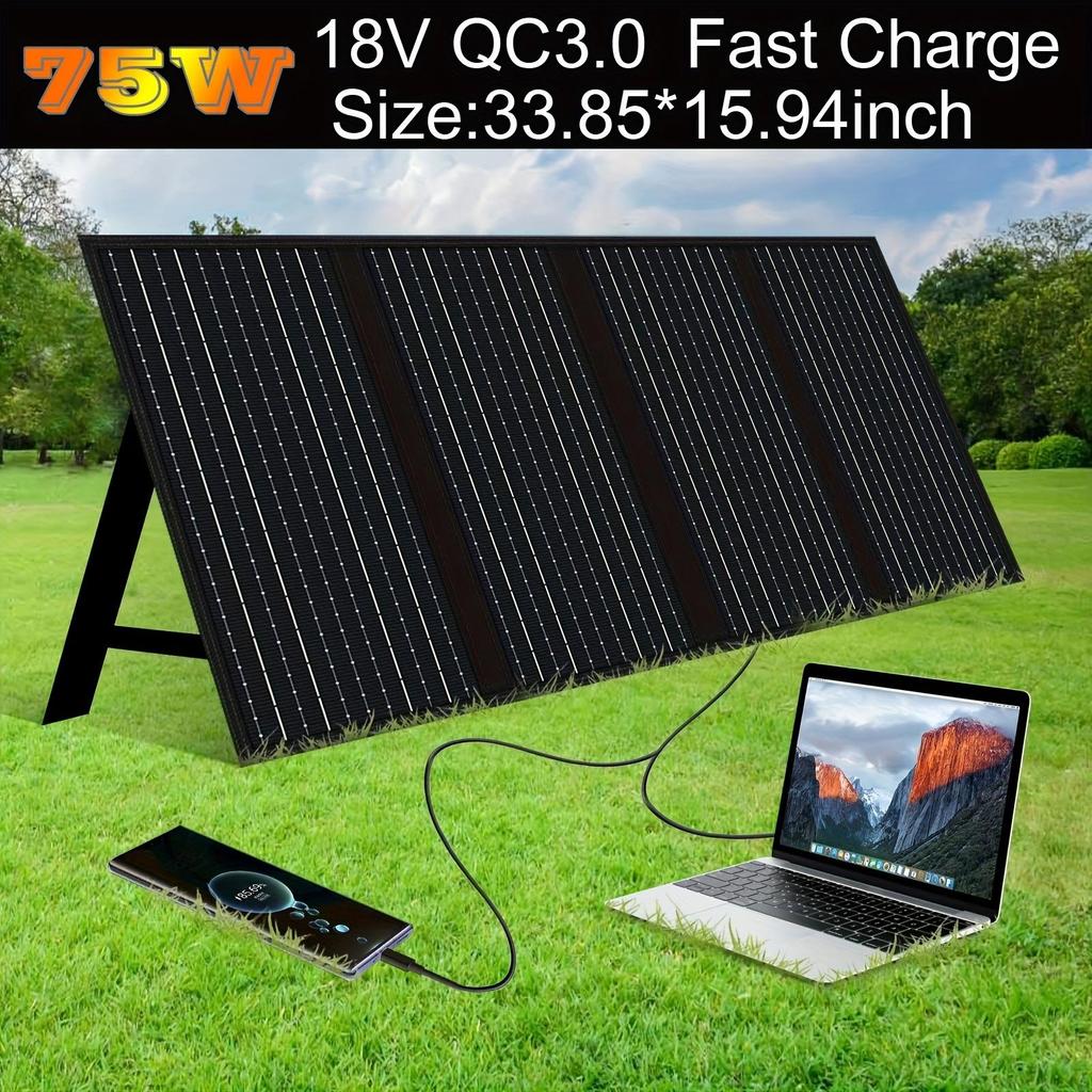 Портативные солнечные панели с фиксированными кронштейнами, складные солнечные панели, двойная быстрая зарядка USB QC3.0, TYPE-C, DC 3.0