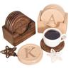 D2 Walnut Dark Coaster Set of 6 Pieces. Including The Holder Pure Natural Wood Texture. Wonderful Decor For Dining Tables Office